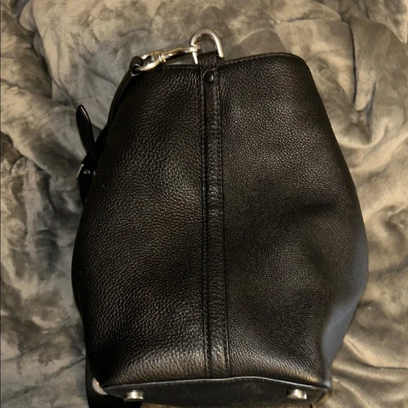 Like New Black Pebbled Leather Michael Kors Hand/Shoulder Bag With Metal Details - Picture 9 of 15